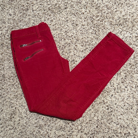 VENUS Pants - Venus size 6 red corduroy pants with faux zipper pocket accents